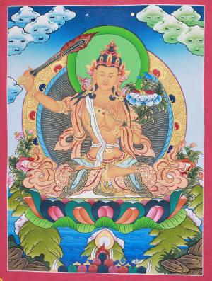 Original Hand-Painted Manjushri Thangka | Manjushree Bodhisattva of Wisdom